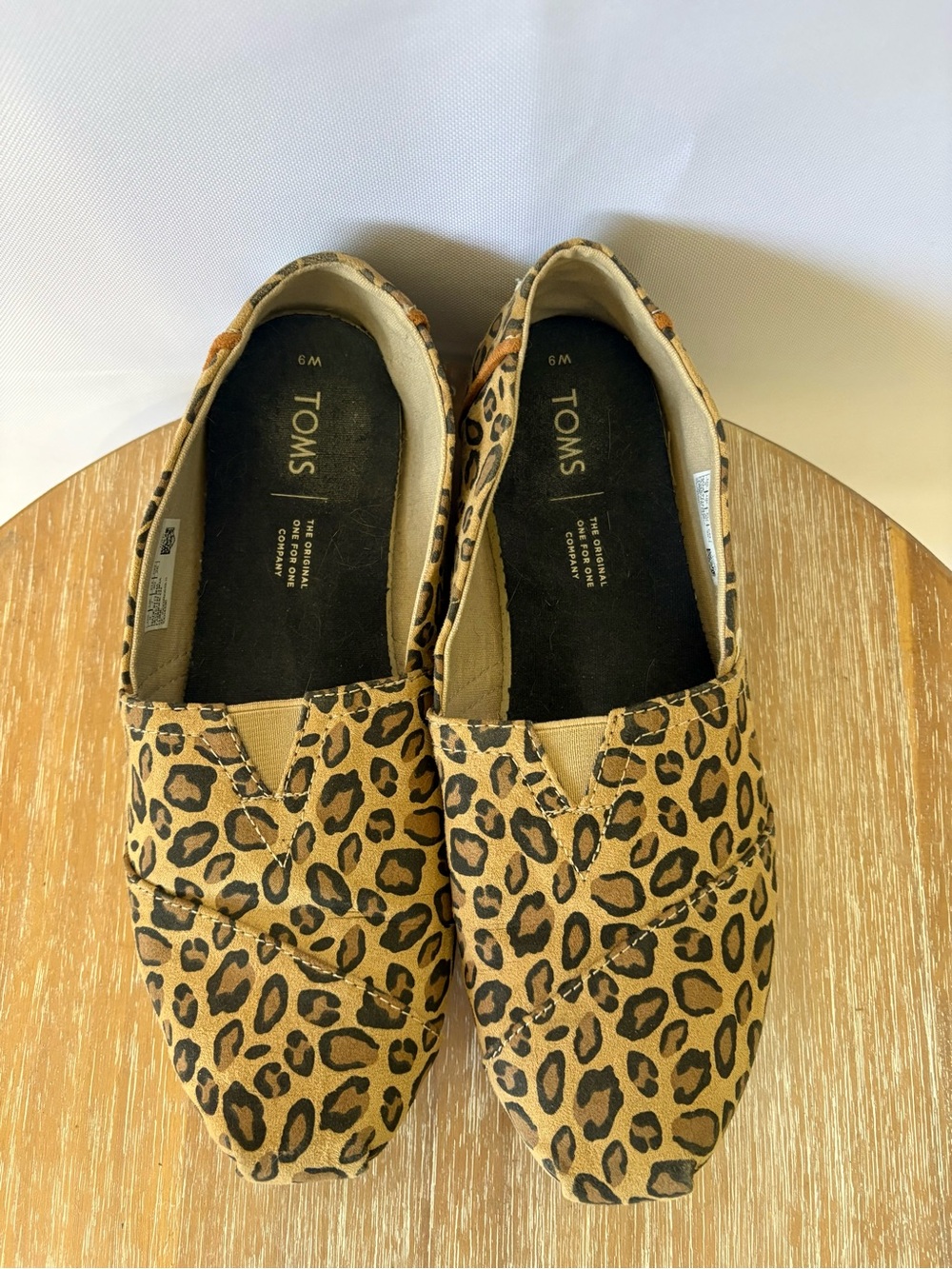 Toms Leopard Print Canvas Slip-Ons in Tan and Black